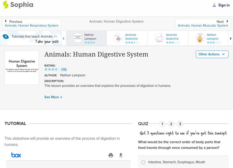 Sophia: Animals: Human Digestive System Unit Plan Sophia: Animals: Human Digestive System Unit Plan