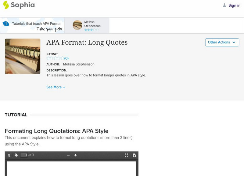 Sophia: Apa Format: Long Quotes Website Sophia: Apa Format: Long Quotes Website