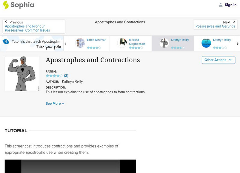 Sophia: Apostrophes and Contractions Instructional Video