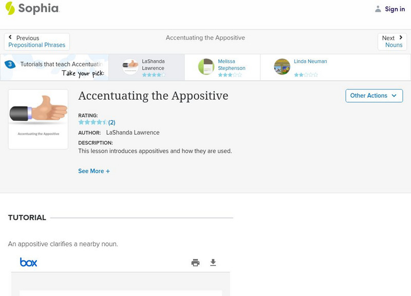 Sophia: Accentuating the Appositive Unit Plan Sophia: Accentuating the Appositive Unit Plan