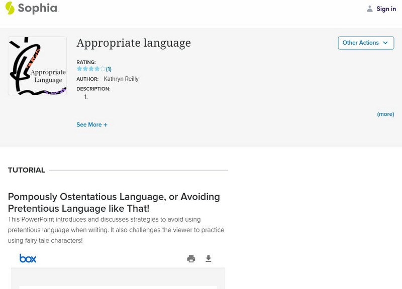 Sophia: Appropriate Language Website Sophia: Appropriate Language Website