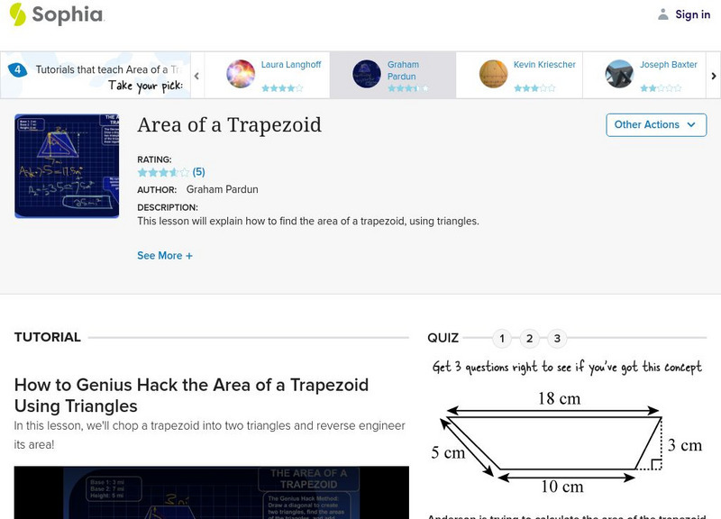 Sophia: Area of a Trapezoid Instructional Video Sophia: Area of a Trapezoid Instructional Video