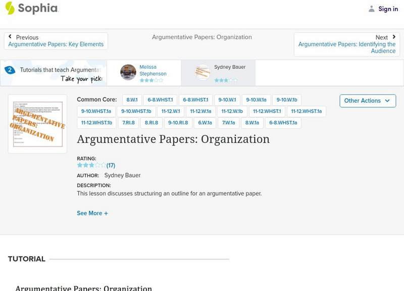 Sophia: Argumentative Papers: Organization Activity Sophia: Argumentative Papers: Organization Activity