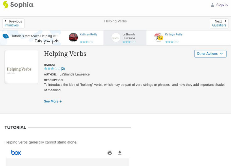 Sophia: Helping Verbs PPT Sophia: Helping Verbs PPT