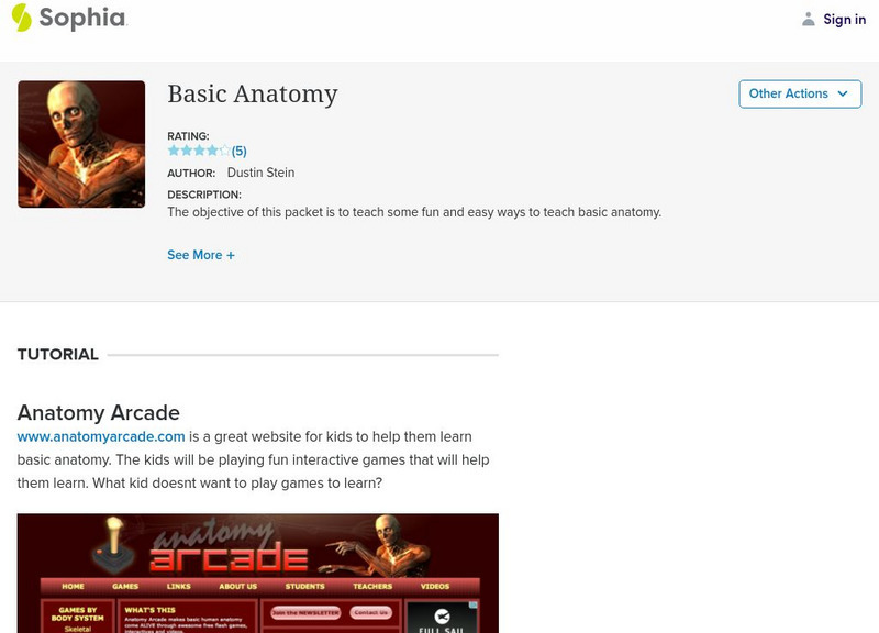 Sophia: Anatomy: Basic Anatomy Tutorial Unit Plan Sophia: Anatomy: Basic Anatomy Tutorial Unit Plan