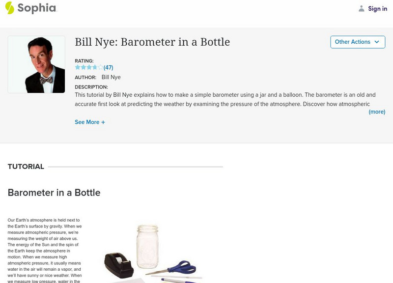 Sophia: Earth Sciences: Barometer in a Bottle Activity Sophia: Earth Sciences: Barometer in a Bottle Activity