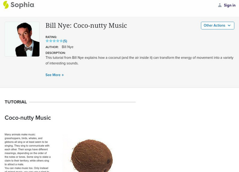 Sophia: Science Tutorials: Bill Nye: Coco Nutty Music Activity Sophia: Science Tutorials: Bill Nye: Coco Nutty Music Activity