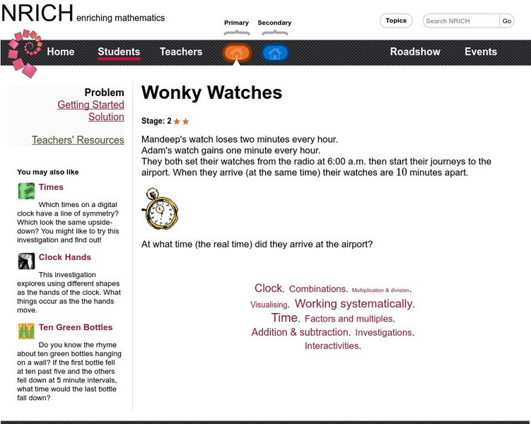 University of Cambridge: Nrich: Wonky Watches Activity University of Cambridge: Nrich: Wonky Watches Activity