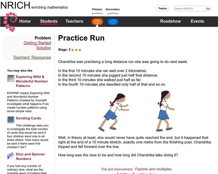 University of Cambridge: Nrich: Practice Run Activity University of Cambridge: Nrich: Practice Run Activity