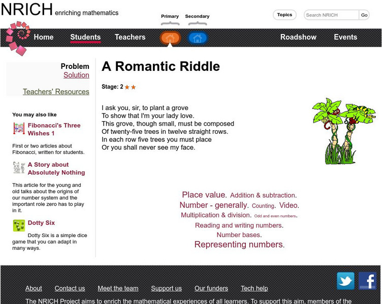 University of Cambridge: Nrich: Romantic Riddle Activity University of Cambridge: Nrich: Romantic Riddle Activity