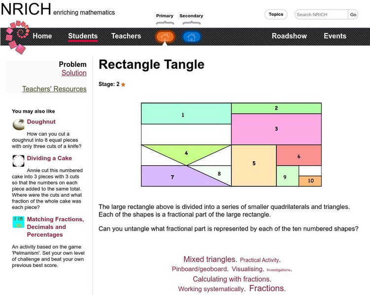University of Cambridge: Nrich: Rectangle Tangle Activity University of Cambridge: Nrich: Rectangle Tangle Activity