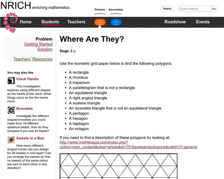 University of Cambridge: Nrich: Where Are They? Activity University of Cambridge: Nrich: Where Are They? Activity