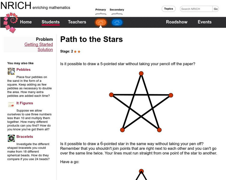 University of Cambridge: Nrich: Path to the Stars Activity University of Cambridge: Nrich: Path to the Stars Activity