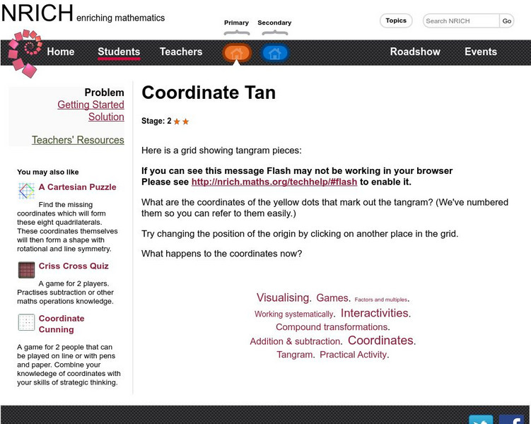 University of Cambridge: Nrich: Coordinate Tan Activity University of Cambridge: Nrich: Coordinate Tan Activity