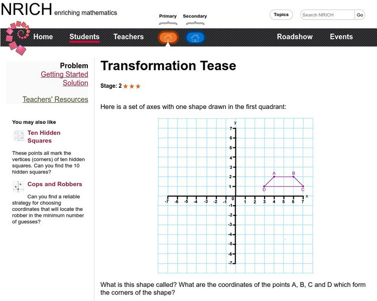 University of Cambridge: Nrich: Transformation Tease Graphic University of Cambridge: Nrich: Transformation Tease Graphic