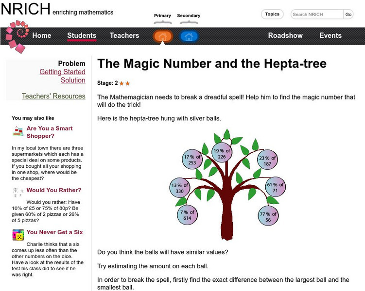University of Cambridge: Nrich: The Magic Number and the Hepta Tree Activity University of Cambridge: Nrich: The Magic Number and the Hepta Tree Activity