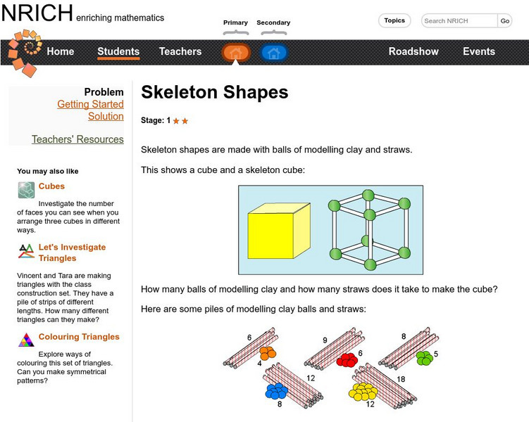 University of Cambridge: Nrich: Skeleton Shapes Activity University of Cambridge: Nrich: Skeleton Shapes Activity