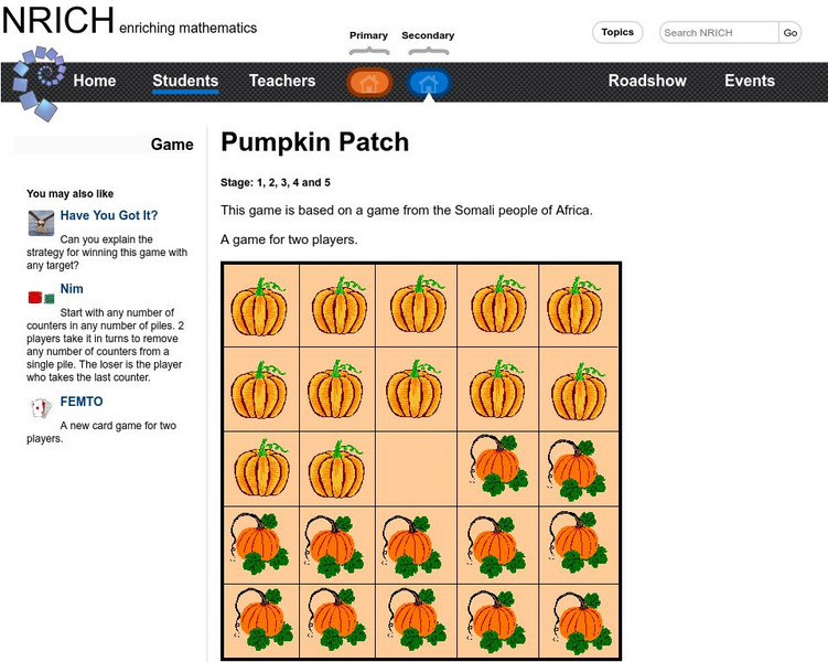 University of Cambridge: Nrich: Game Pumpkin Patch Interactive University of Cambridge: Nrich: Game Pumpkin Patch Interactive
