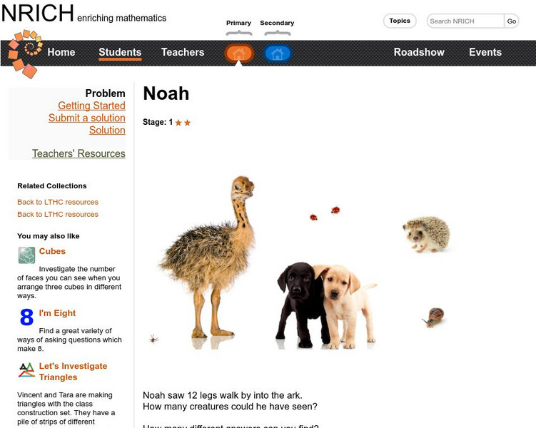 University of Cambridge: Nrich: Noah Activity University of Cambridge: Nrich: Noah Activity