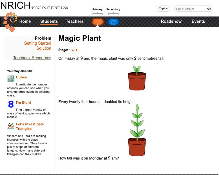 University of Cambridge: Nrich: Magic Plant Activity University of Cambridge: Nrich: Magic Plant Activity