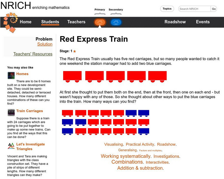 University of Cambridge: Nrich: Train Carriages Activity University of Cambridge: Nrich: Train Carriages Activity