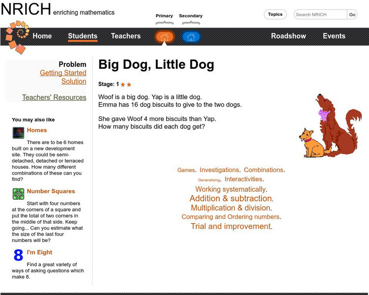University of Cambridge: Nrich: Big Dog, Little Dog Activity University of Cambridge: Nrich: Big Dog, Little Dog Activity