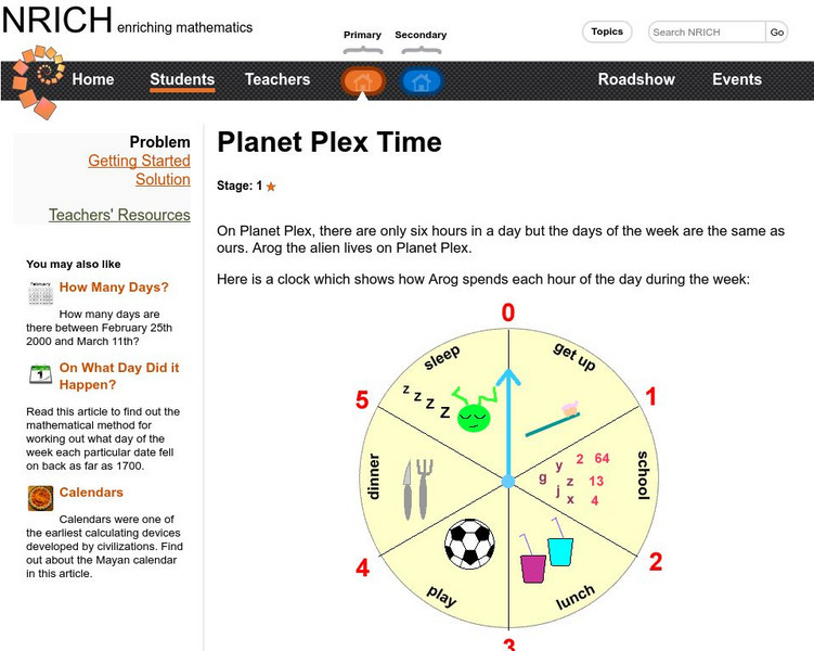 University of Cambridge: Nrich: Planet Plex Time Activity University of Cambridge: Nrich: Planet Plex Time Activity