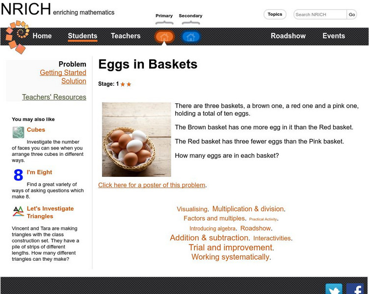University of Cambridge: Nrich: Eggs in Baskets Activity University of Cambridge: Nrich: Eggs in Baskets Activity