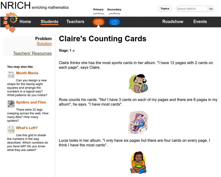 University of Cambridge: Nrich: Counting Cards Activity University of Cambridge: Nrich: Counting Cards Activity