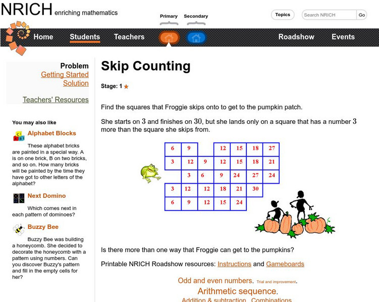 University of Cambridge: Nrich: Skip Counting Activity University of Cambridge: Nrich: Skip Counting Activity