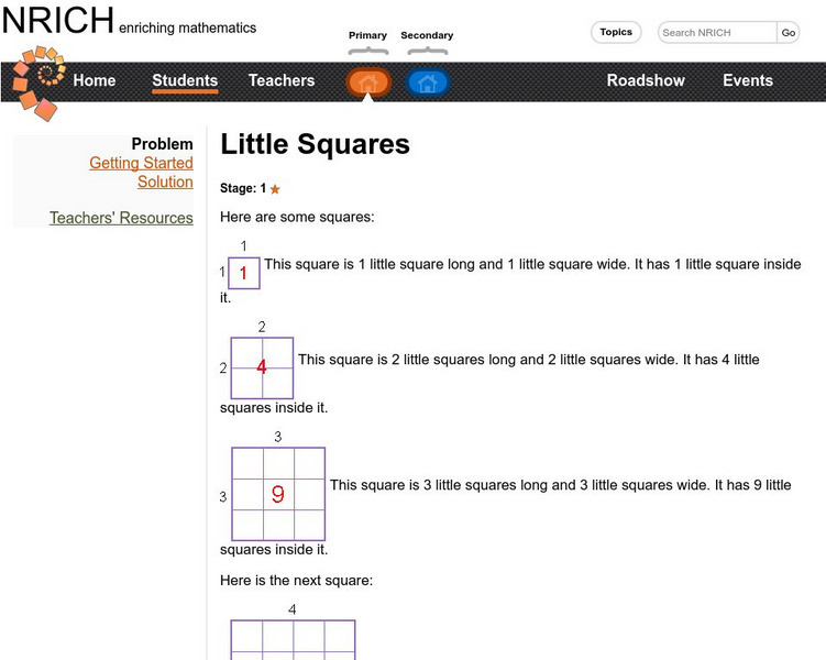 University of Cambridge: Nrich: Little Squares Activity University of Cambridge: Nrich: Little Squares Activity