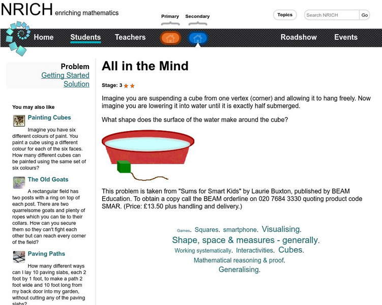 University of Cambridge: Nrich: All in the Mind Activity University of Cambridge: Nrich: All in the Mind Activity