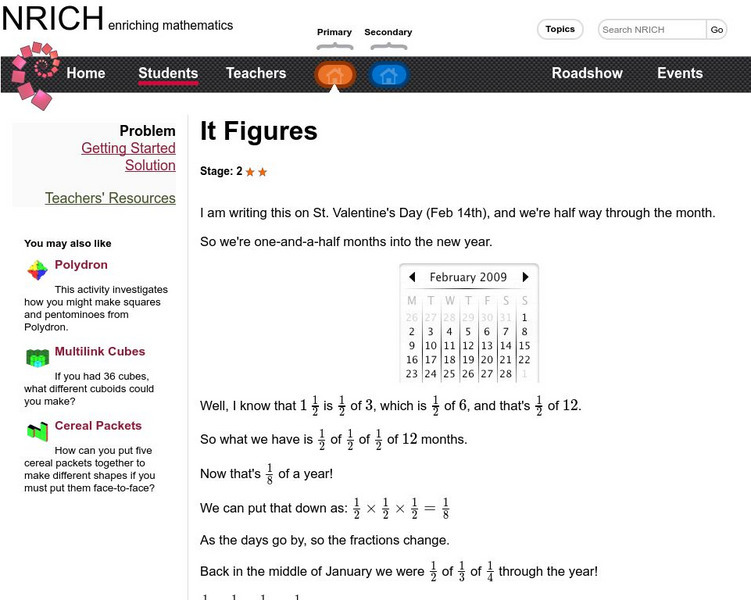 University of Cambridge: Nrich: It Figures! Activity University of Cambridge: Nrich: It Figures! Activity