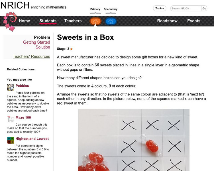 University of Cambridge: Nrich: Sweets in a Box Activity University of Cambridge: Nrich: Sweets in a Box Activity