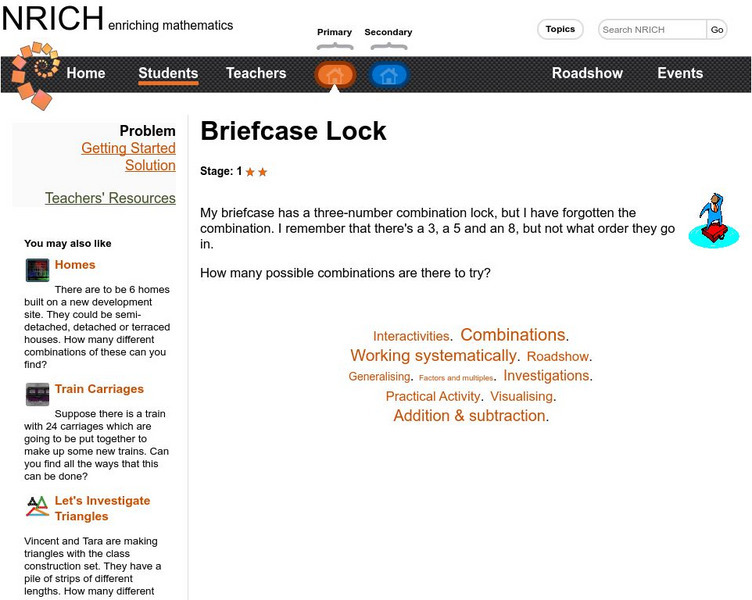 University of Cambridge: Nrich: Briefcase Lock Activity University of Cambridge: Nrich: Briefcase Lock Activity