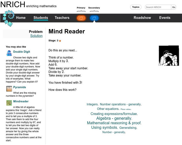 University of Cambridge: Nrich: Mind Reader Activity University of Cambridge: Nrich: Mind Reader Activity