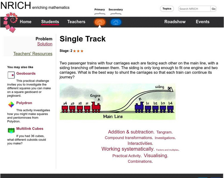 University of Cambridge: Nrich: Single Track Activity University of Cambridge: Nrich: Single Track Activity