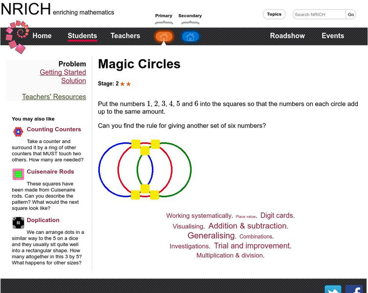 University of Cambridge: Nrich: Magic Circles Activity University of Cambridge: Nrich: Magic Circles Activity
