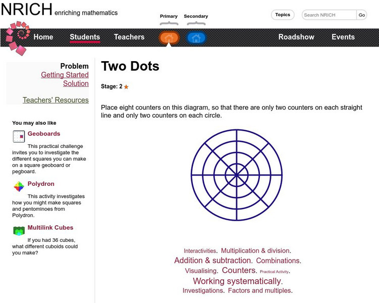 University of Cambridge: Nrich: Two Dots Activity University of Cambridge: Nrich: Two Dots Activity