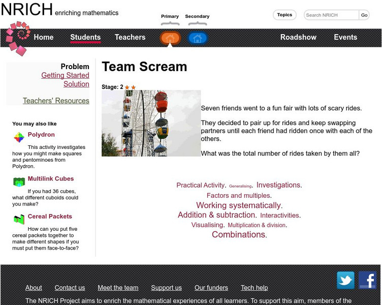 University of Cambridge: Nrich: Team Scream Activity University of Cambridge: Nrich: Team Scream Activity