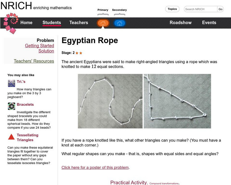 University of Cambridge: Nrich: Egyptian Rope Activity University of Cambridge: Nrich: Egyptian Rope Activity