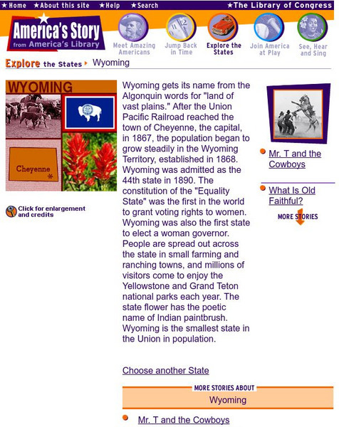 Loc: America's Story: Wyoming Handout Loc: America's Story: Wyoming Handout