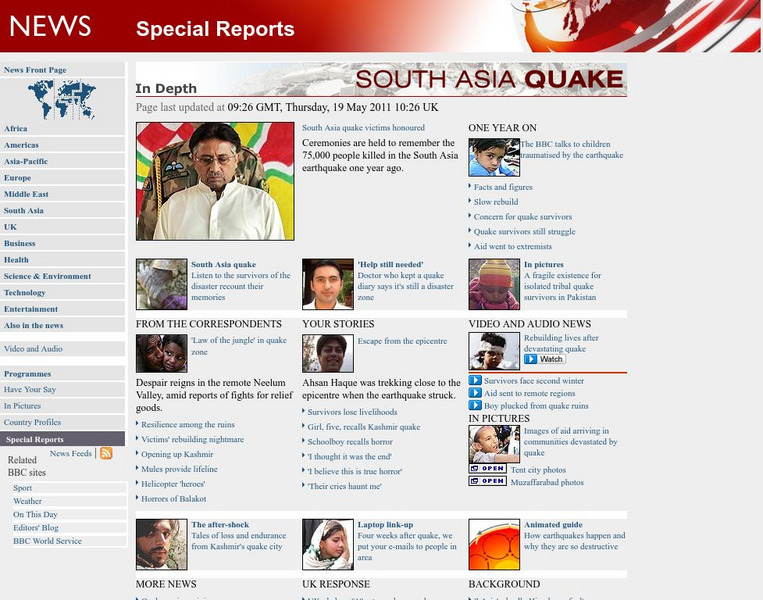 Bbc: South Asia Quake Website