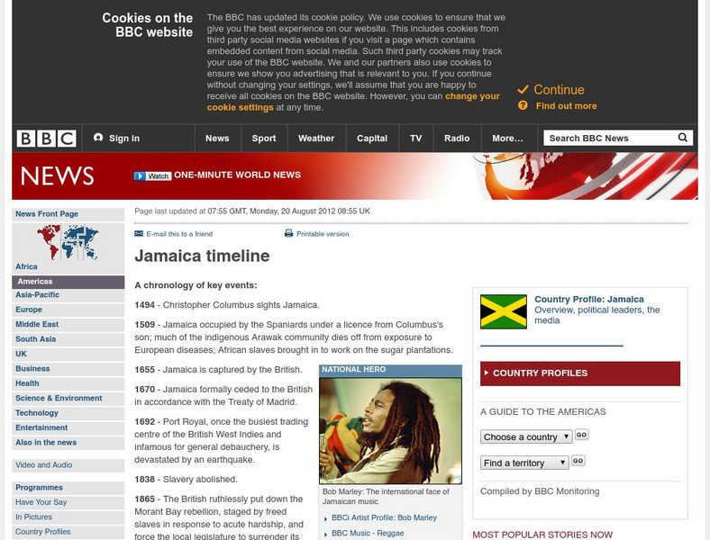 Bbc News: Timeline Jamaica Handout Bbc News: Timeline Jamaica Handout