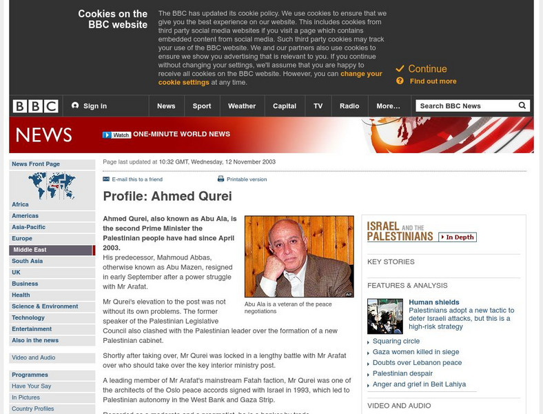Bbc News: Profile: Ahmed Qurei Handout Bbc News: Profile: Ahmed Qurei Handout