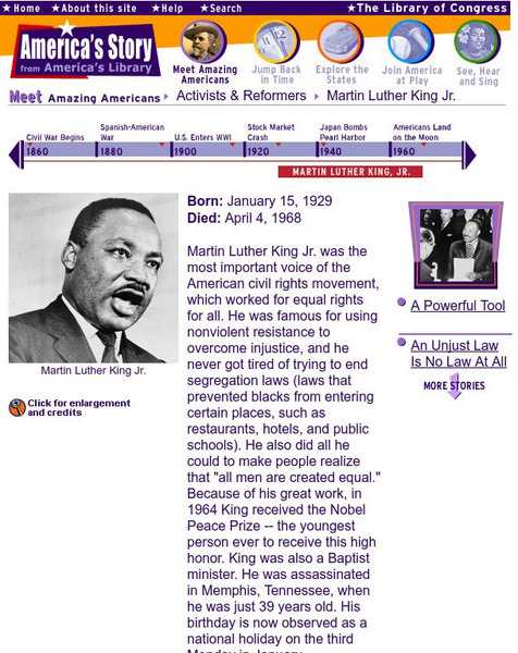 Loc: America's Story: Martin Luther King Handout Loc: America's Story: Martin Luther King Handout