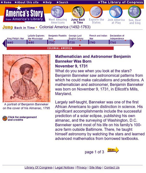Loc: Mathematician and Astronomer Benjamin Banneker Handout Loc: Mathematician and Astronomer Benjamin Banneker Handout