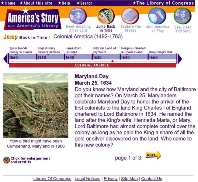 Loc: America's Story: Maryland Day, March 25, 1634 Website Loc: America's Story: Maryland Day, March 25, 1634 Website
