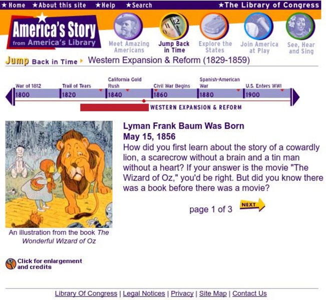 Loc: America's Story: "The Wizard of Oz" Graphic Loc: America's Story: "The Wizard of Oz" Graphic