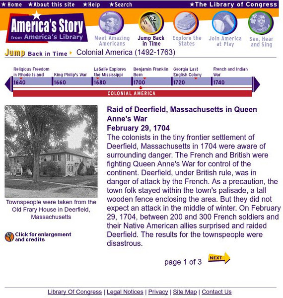 Loc: America's Story: Raid of Deerfield Website Loc: America's Story: Raid of Deerfield Website
